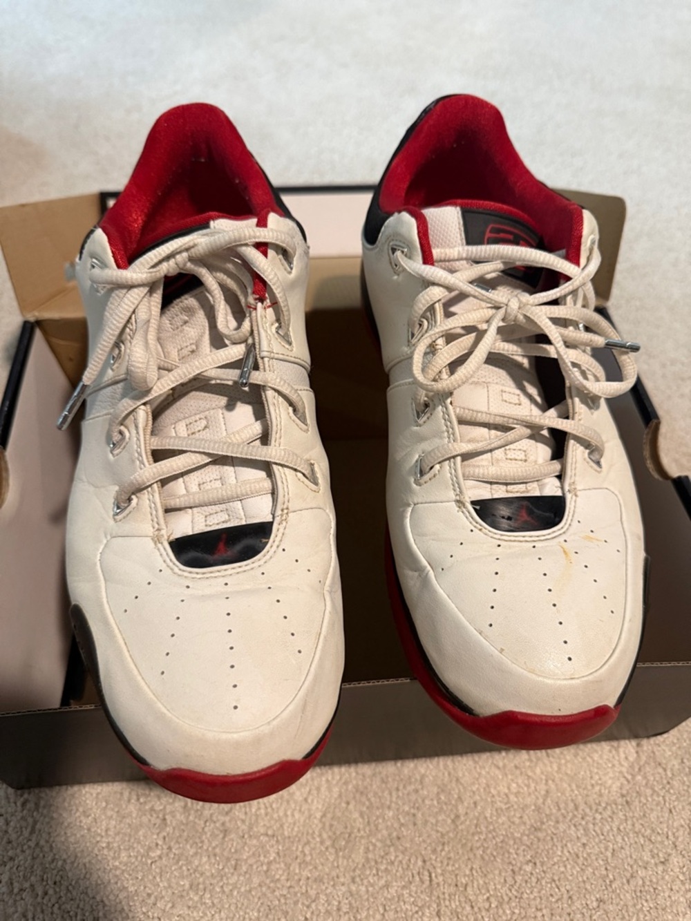 Jordan Men's White and Red Athletic Sneakers